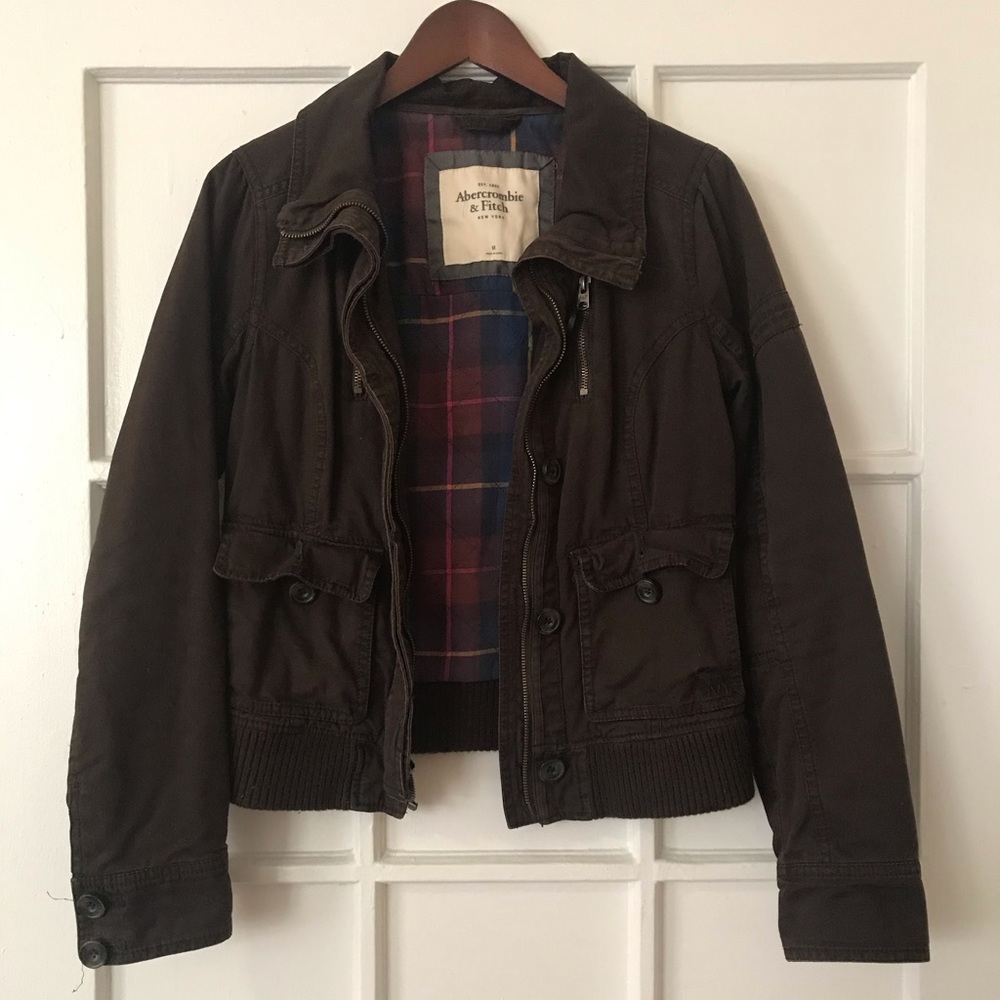 Abercrombie and Fitch Brown Cargo Jacket w/hood